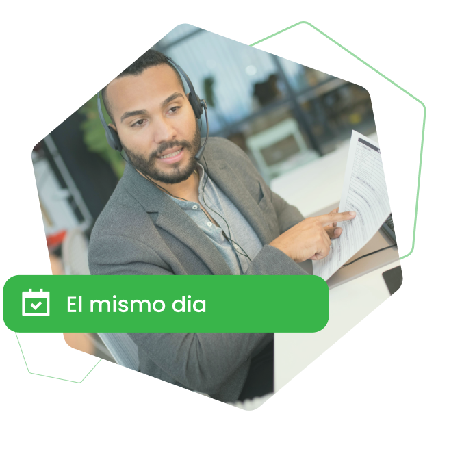 Man helping a client through the phone